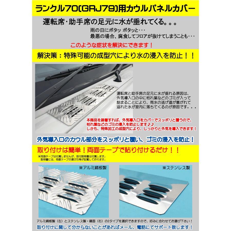 ランクル70（GRJ79）用アルミ縞板製カウルパネルカバー 適用車種