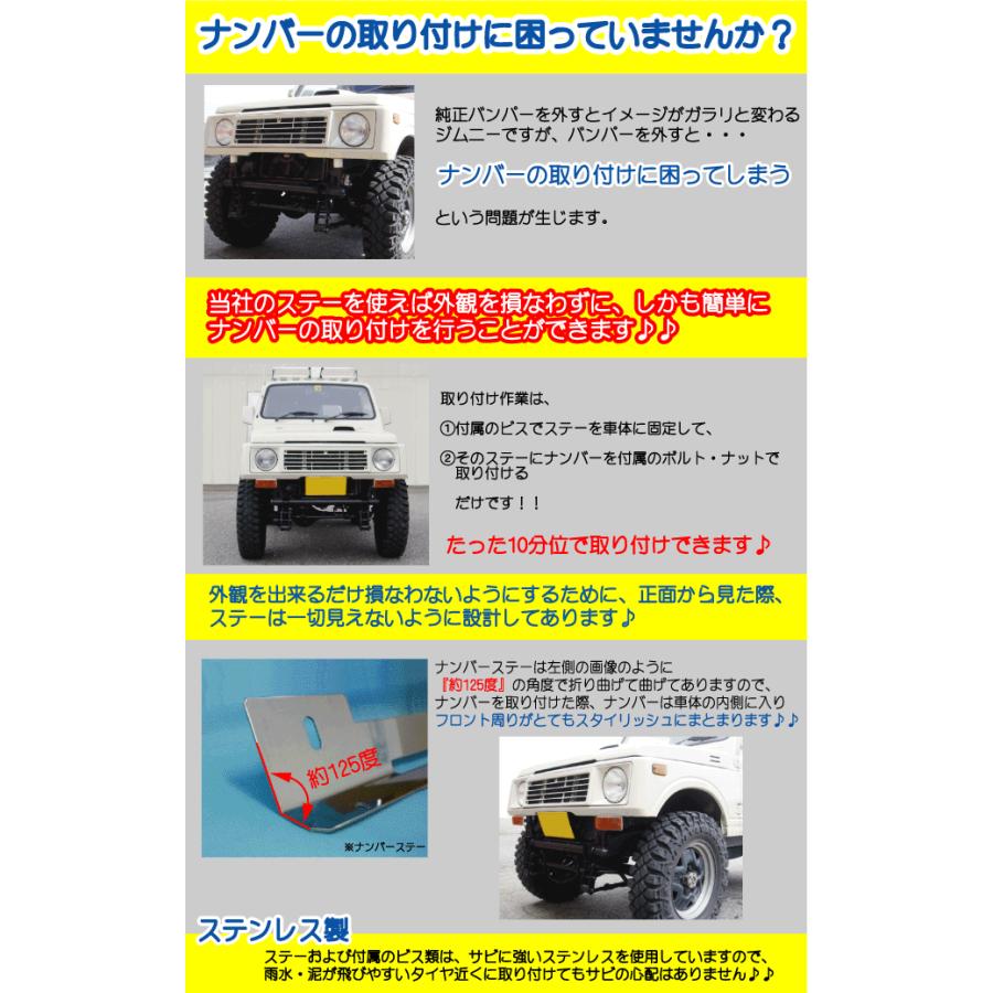 ジムニー用【ナンバー移動ステー】 適用車種：SJ30 JA71 JA11 JA12