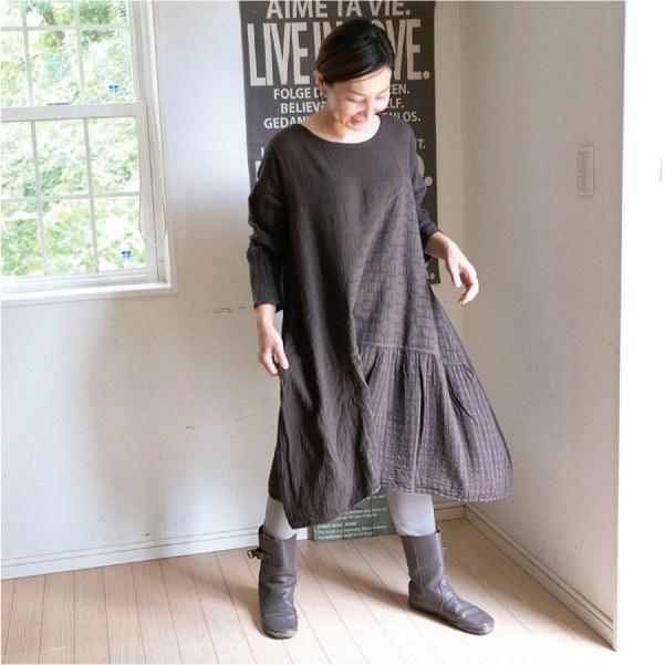 ワンピース 長袖 ミディアム丈 新版 秋冬ワンピース 秋冬