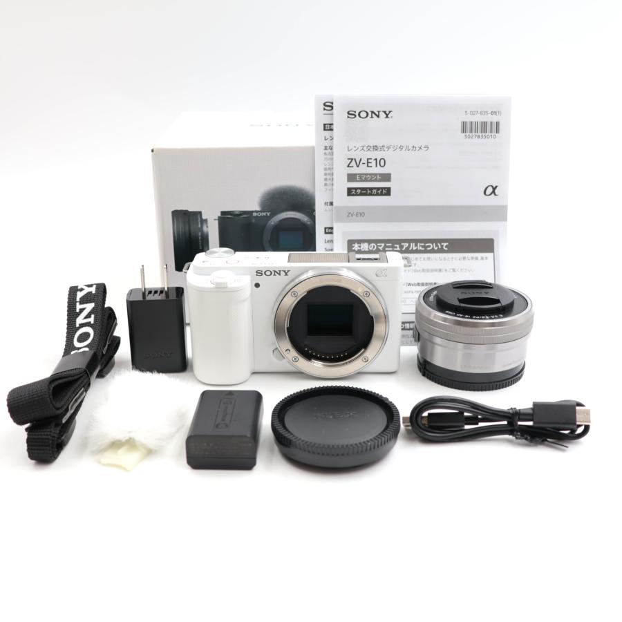シャッター数353枚 SONY VLOGCAM ZV-E10 パワーズームレンズキット ホワイト ミラーレス一眼カメラ | 