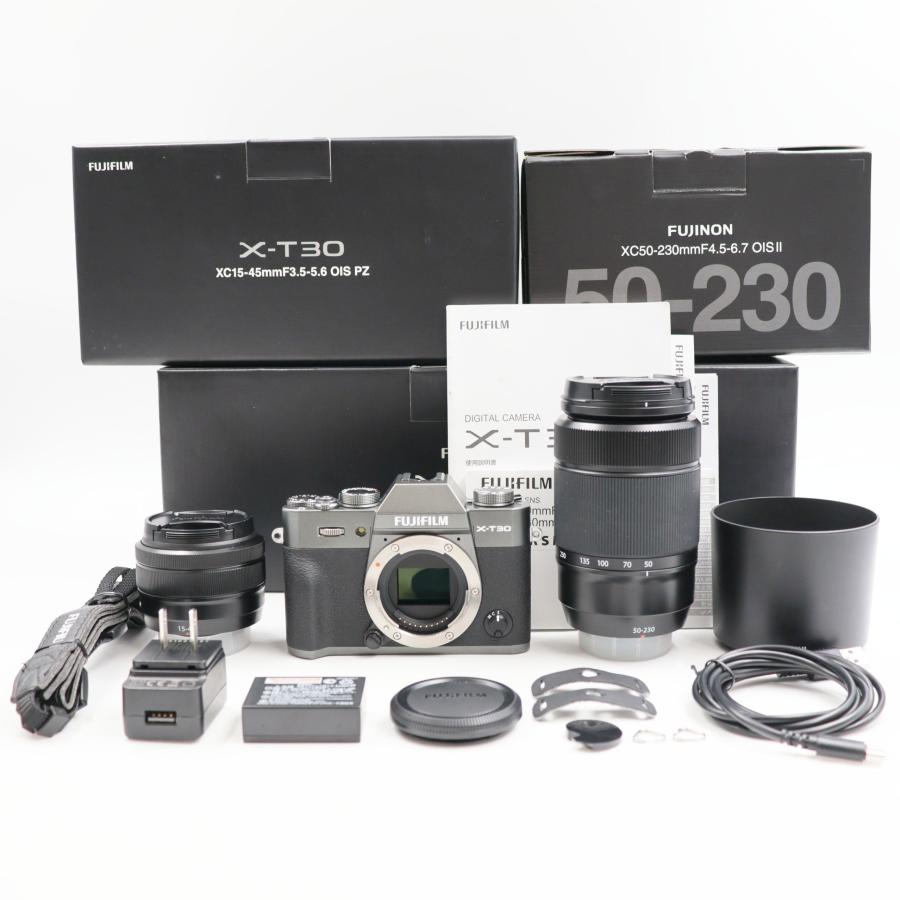 シャッター数1173枚 FUJIFILM X-T30 ダブルズームレンズキット チャコールシルバー ミラーレス一眼カメラ | 