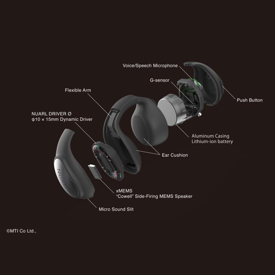 NUARL（ヌアール） 【公式】NUARL νClip ワイヤレスイヤホン 耳を塞が