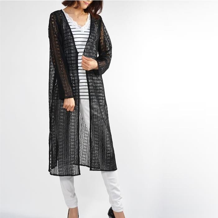 【タグ付】ソワールドルチェ 花柄レース ロングカーディガン 羽織 DAY CLOSET カーディガン レディース 花柄刺繍レースロング