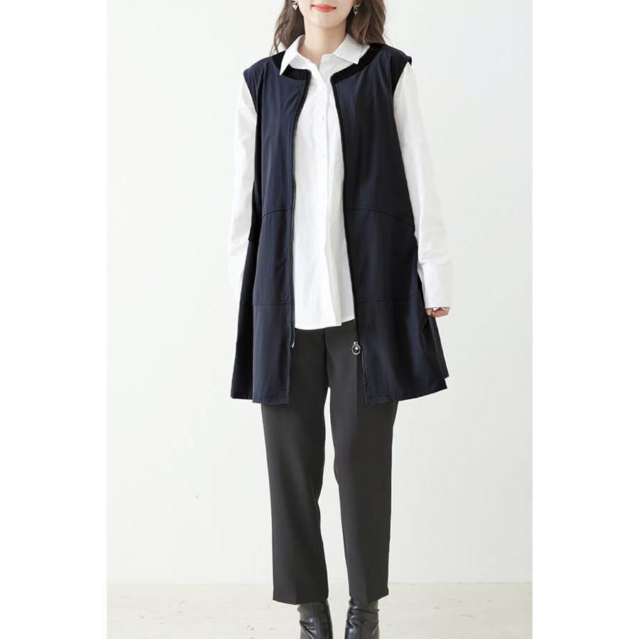 期間限定／【送料無料☆新色追加】異素材切替フレアロングベスト