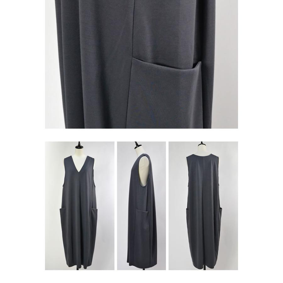 レディース ジャンパースカート Vネック ポンチ ジャンスカ ロング