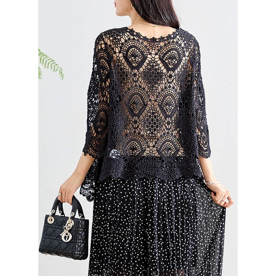 送料無料】コットンレース7分袖カーディガン レディース レース