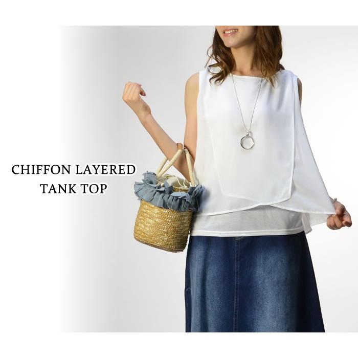 (メール便送料無料)シフォンレイヤードタンクトップ レディース 474 |  | 03