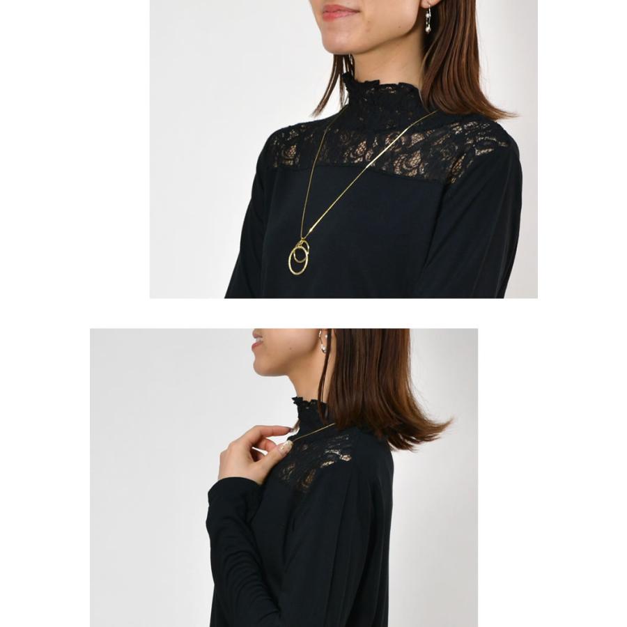 【1500円ポッキリ 送料無料】衿シャーリングレース長袖カットソー◆レディース インナー レース 長袖 トップス カットソー 花柄 シャーリング |  | 05