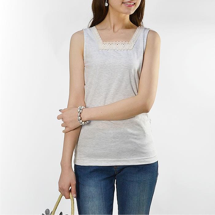 【メール便送料無料】スクエアネックコットンレースタンクトップ◆インナー レディース レース 綿100◆ 959 |  | 03
