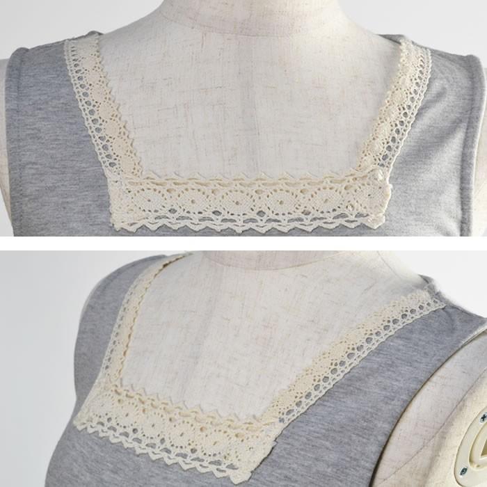 【メール便送料無料】スクエアネックコットンレースタンクトップ◆インナー レディース レース 綿100◆ 959 |  | 09