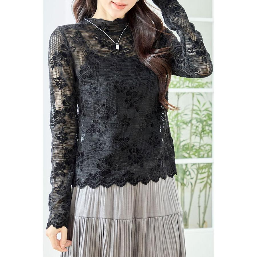 期間限定セール)レース プルオーバー トップス 花柄 レディース