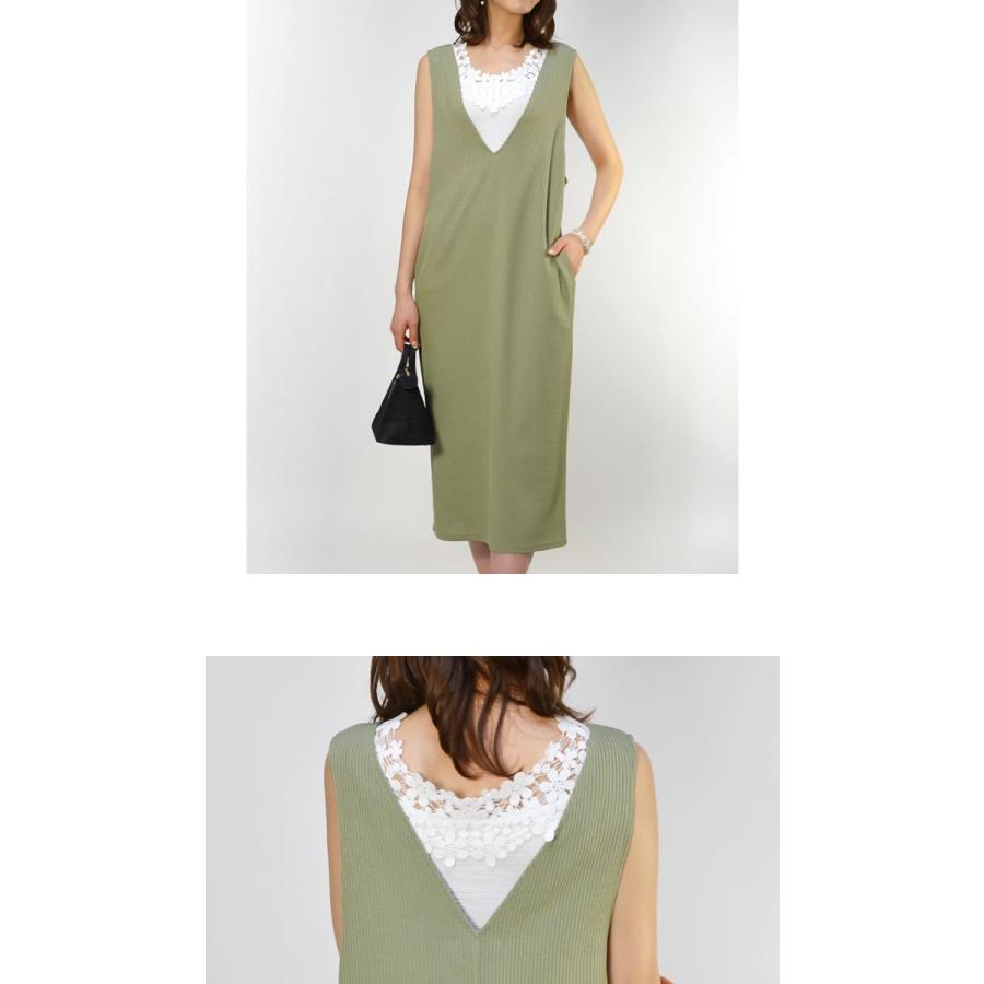 【2000円ポッキリ 送料無料】テレコジャージーVネックジャンパースカート◆ロング丈 レディース ジャンスカ Vネック ワンピース オールインワン◆ |  | 05