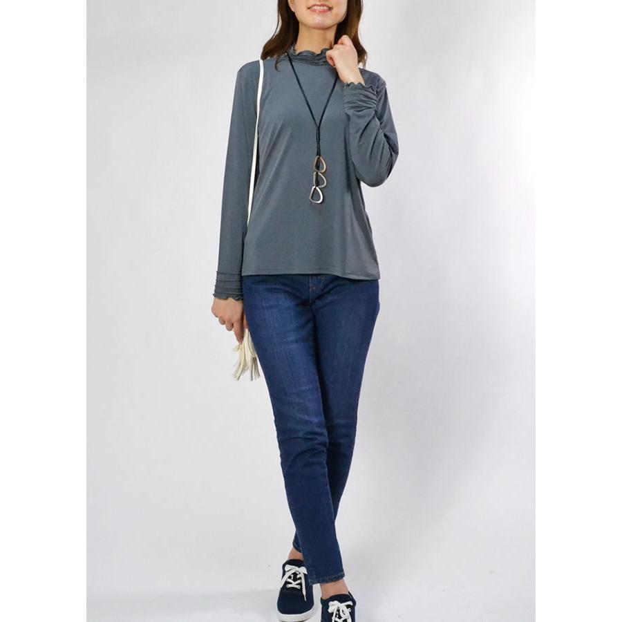 レディース カットソー インナー ボトルネック 長袖 トップス メロー ストレッチ メロウ フリル ハイネック レイヤード 定番 春 秋 冬 |  | 11