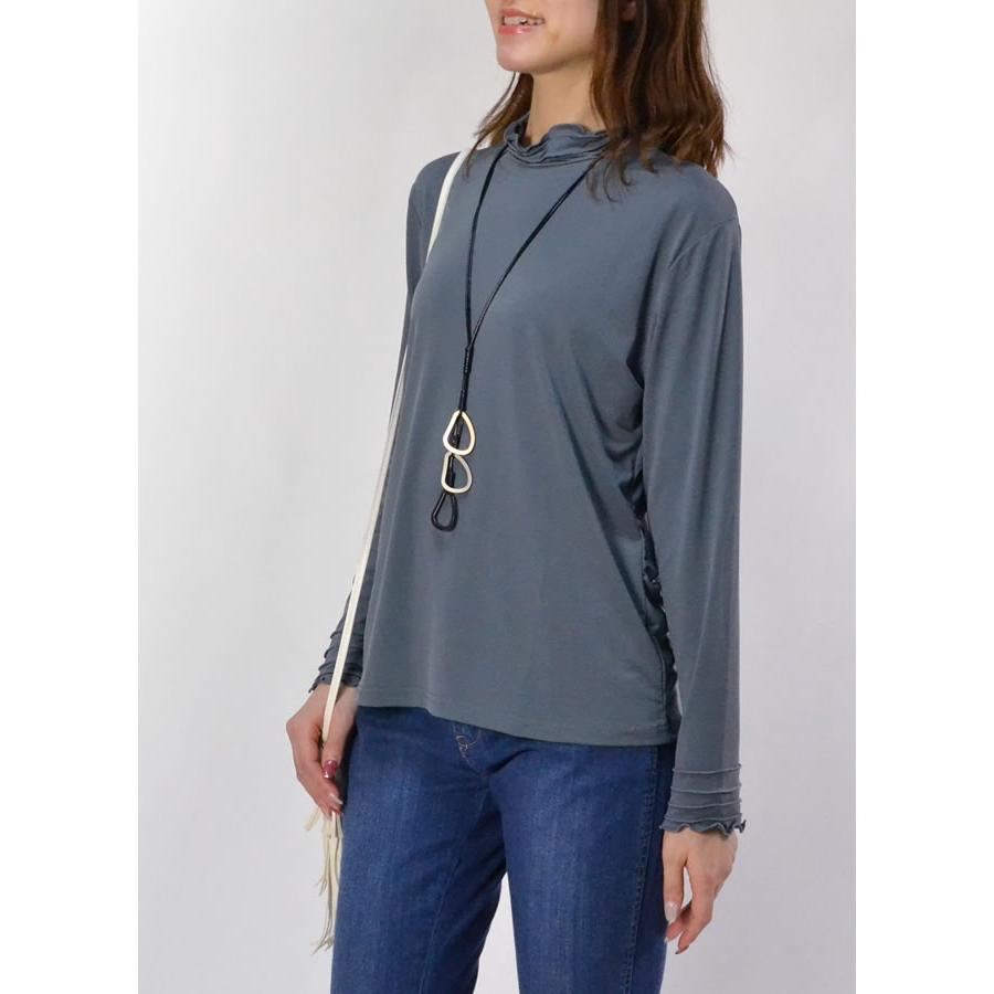 レディース カットソー インナー ボトルネック 長袖 トップス メロー ストレッチ メロウ フリル ハイネック レイヤード 定番 春 秋 冬 |  | 12