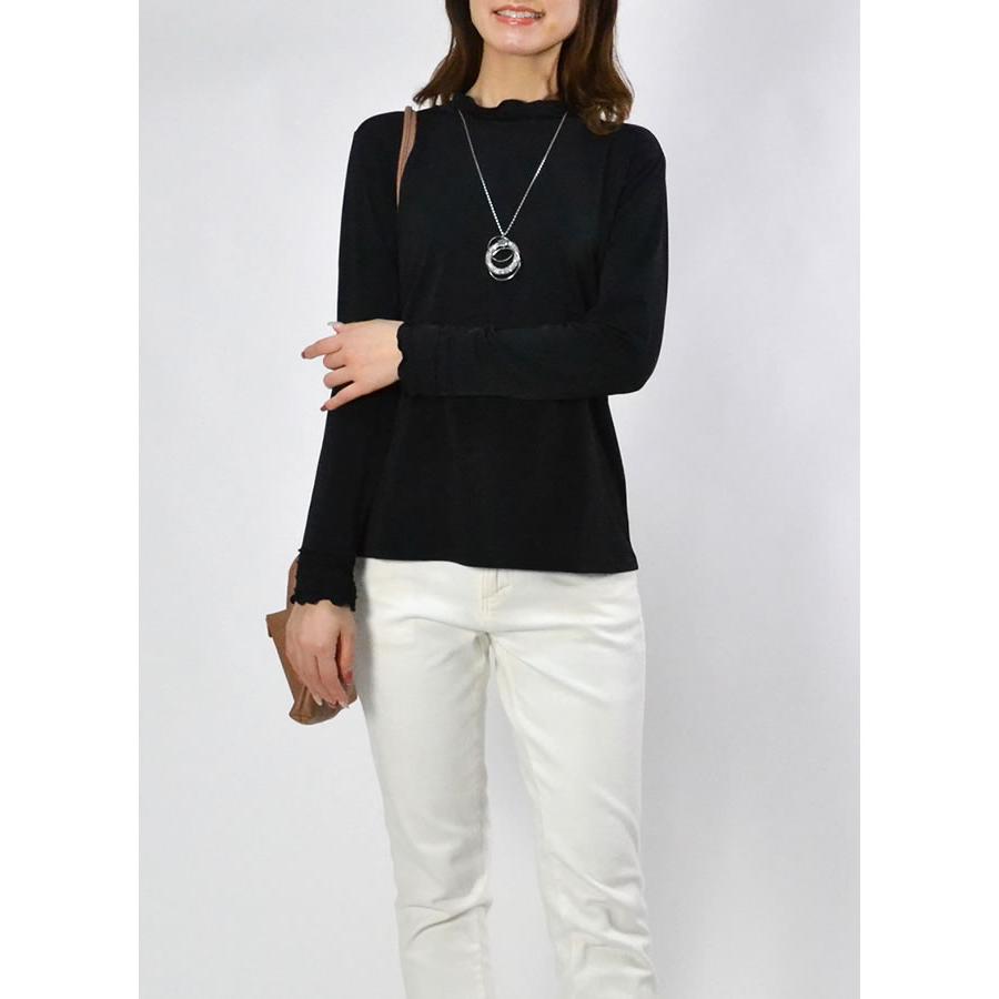 レディース カットソー インナー ボトルネック 長袖 トップス メロー ストレッチ メロウ フリル ハイネック レイヤード 定番 春 秋 冬 |  | 05