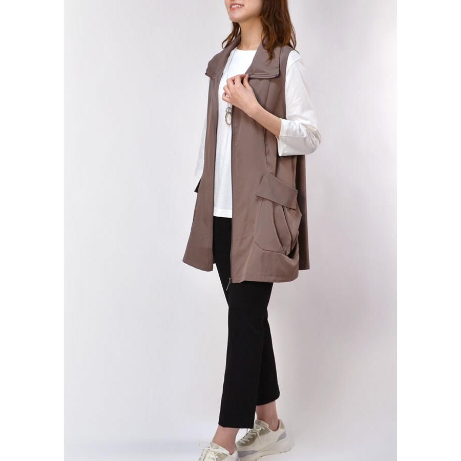 送料無料】ビッグポケットスタンドカラーベスト レディース ジレ