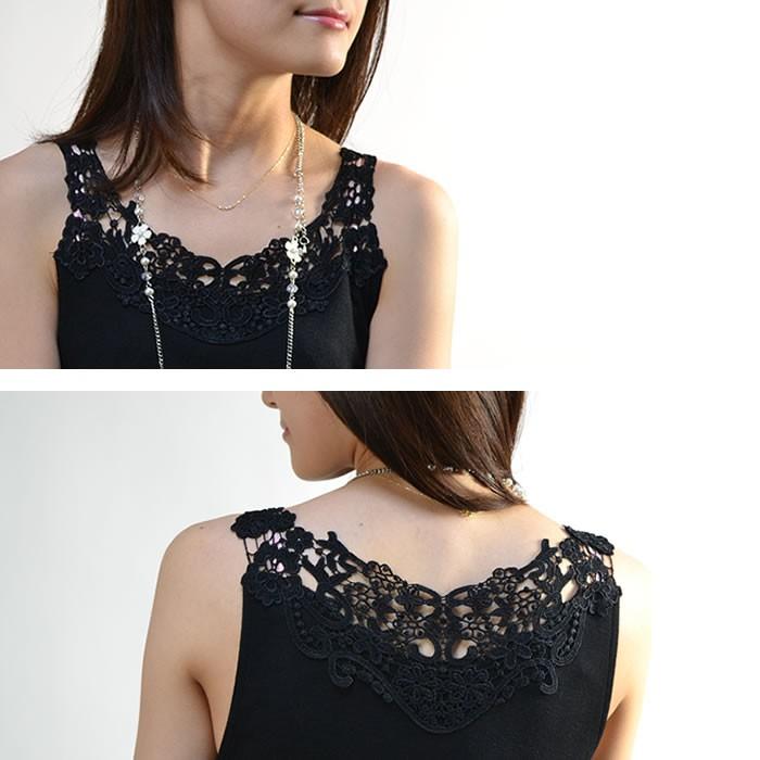 nowos レースタンクトップ タンクトップ レディース モチーフレースタンクトップ 【メール