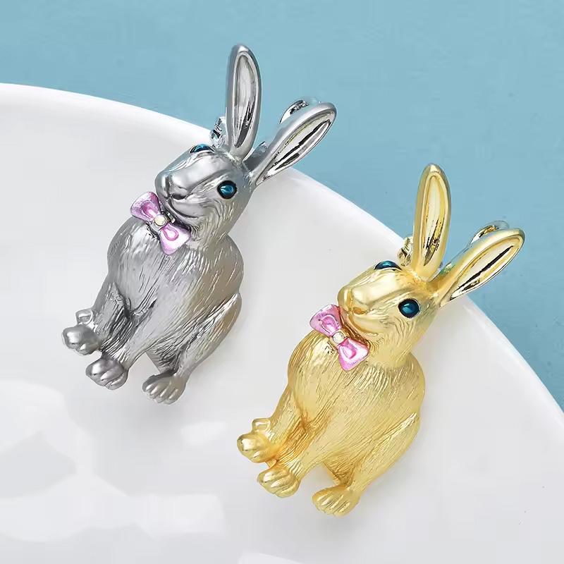 ピンズ ピン バッジ ブローチ 金 ゴールド (リボン ベビー ウサギ 兎  