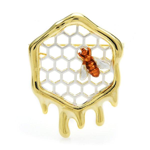 ピンズ ピン バッジ ブローチ バッヂ (蜂の巣 白い巣 エナメル 蜂 蜜蜂 ミツバチ はちbee ハチミツ とろける) 送料無料 : ヌイ ...