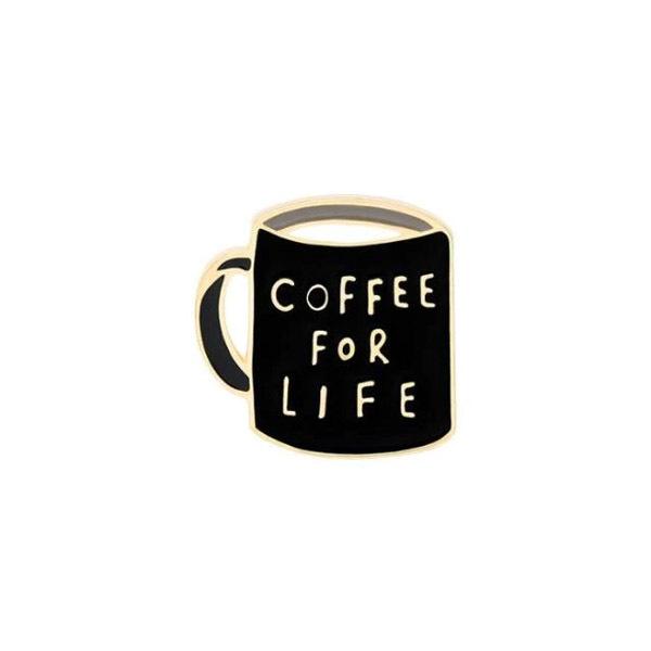 ピンズ ピン バッジ ブローチ ( coffee for LIFE ) コーヒー コップ 送料無料｜nui