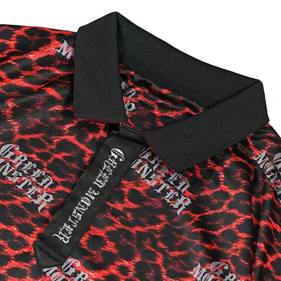 メンズ ゴルフウェア 半袖ポロシャツ トップス 速乾 半袖 総柄 ヒョウ