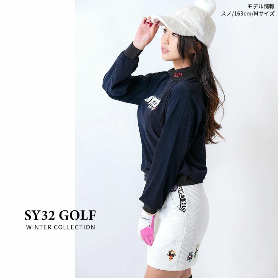 【SY32 GOLF】エスワイサーティートゥーゴルフ CARVICO710 PANTELLERIA パイルモックネック レディース  トップス 長袖 カットソー ロゴ ゴルフ SYG-24A03Wの画像