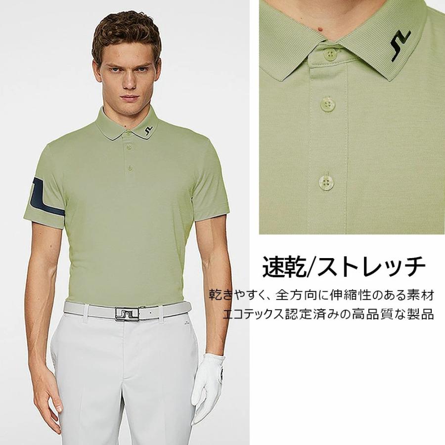 J.LINDEBERG 半袖ポロシャツ 刺繍ロゴ 4方向ストレッチ Lサイズ