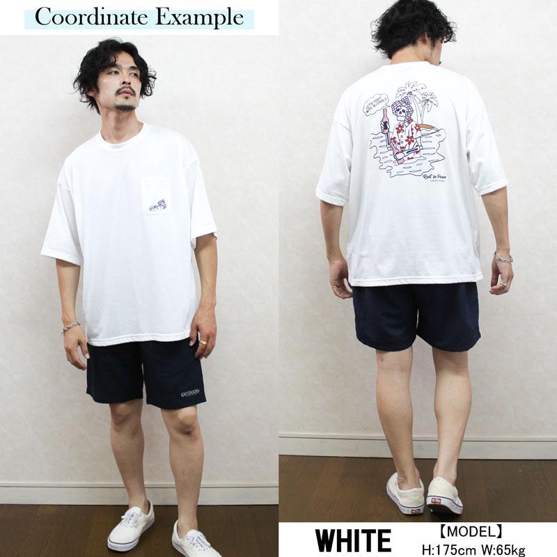 Beno（ビーノ） Tシャツ メンズ 半袖 ビッグシルエット ルーズ バックプリント ポケット付き 韓国ファッション 大きいサイズ 夏服 白 ...