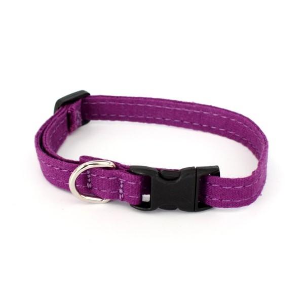 猫にやさしい首輪 ヘンプ×オーガニックコットン パープル おしゃれ キャットカラー 安全バックル | 