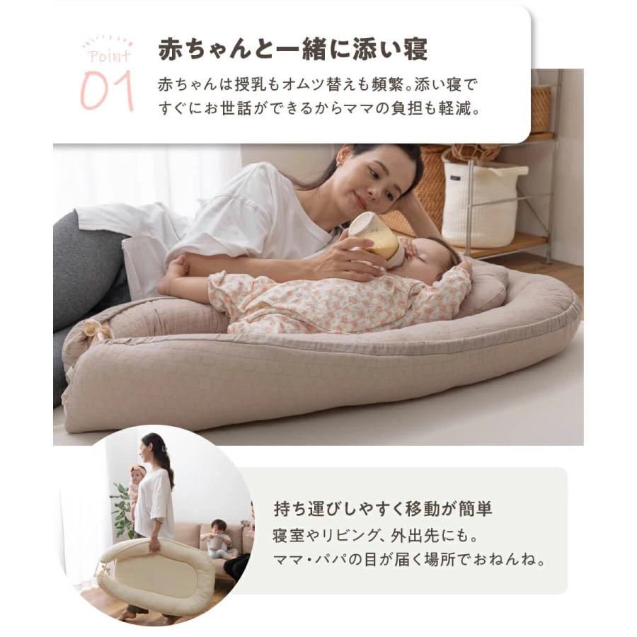 HZDMJ折りたたみベビーベッド mofuaベッドインベッド2点セット mofua モフア ベッドインベッド 綿 ベビーベッド ベビーネスト 寝返り