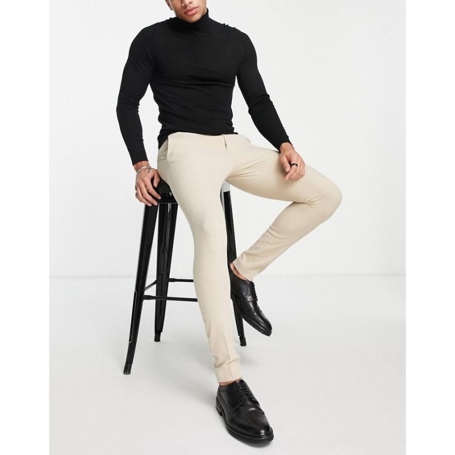 エイソス (ASOS DESIGN) メンズ スキニー・スリム ボトムス・パンツ Super Skinny Smart Trousers In Stone (ベージュ)｜nul-select｜02