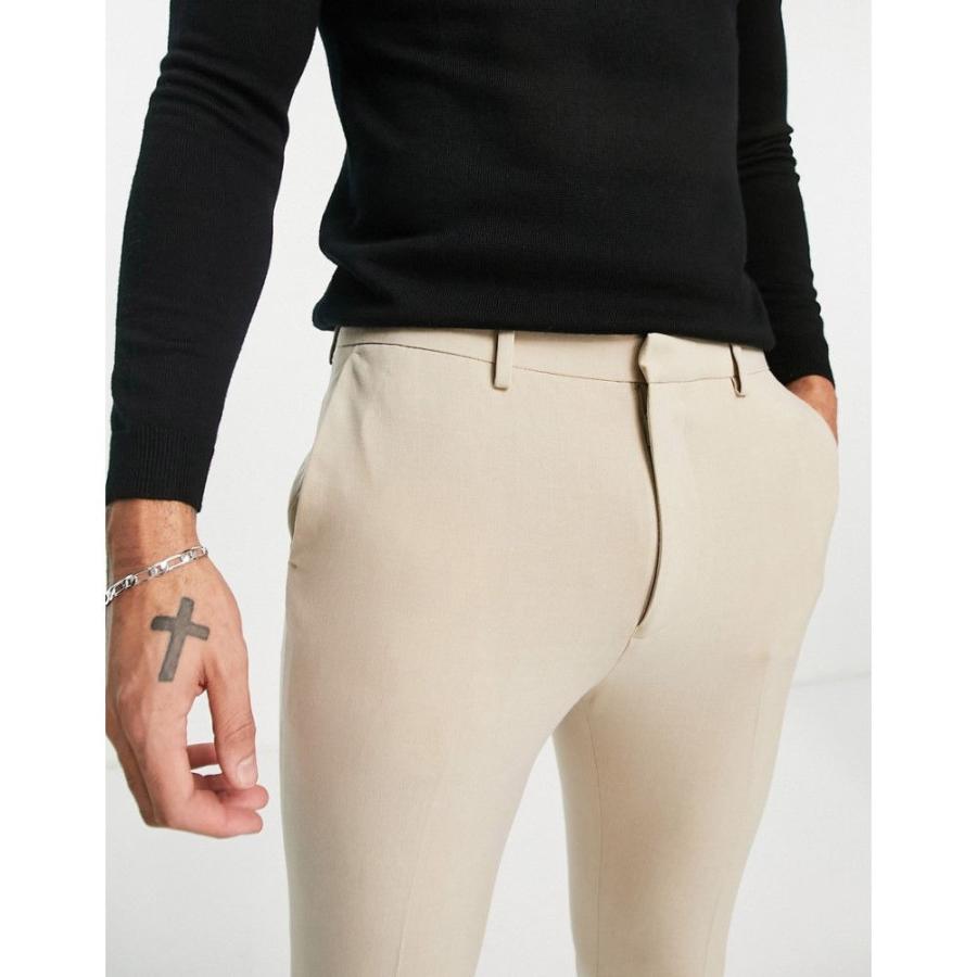エイソス (ASOS DESIGN) メンズ スキニー・スリム ボトムス・パンツ Super Skinny Smart Trousers In Stone (ベージュ)｜nul-select｜04