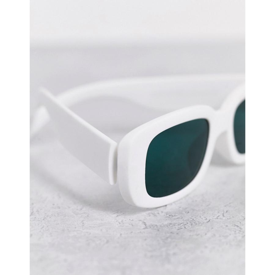 エイソス (ASOS DESIGN) メンズ メガネ・サングラス Chunky Rectangle Sunglasses With Ink Green Lens In White (ホワイト)｜nul-select｜04