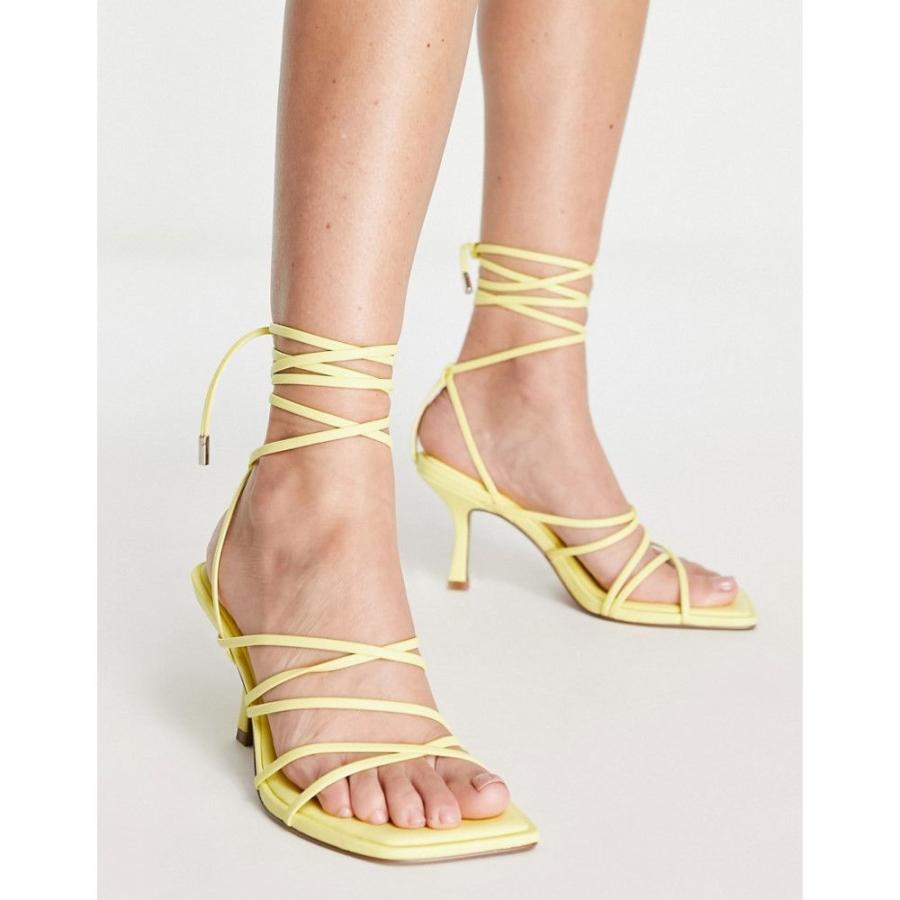 エイソス (ASOS DESIGN) レディース サンダル・ミュール シューズ・靴 Wide Fit Hiccup Strappy Tie Leg Mid Heeled Sandals In Yellow (イエロー)｜nul-select｜03