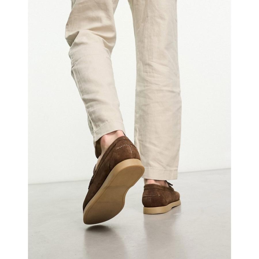 エイソス (ASOS DESIGN) メンズ デッキシューズ シューズ・靴 Boat Shoe In Brown Suede With Contrast Sole (ブラウン)｜nul-select｜02