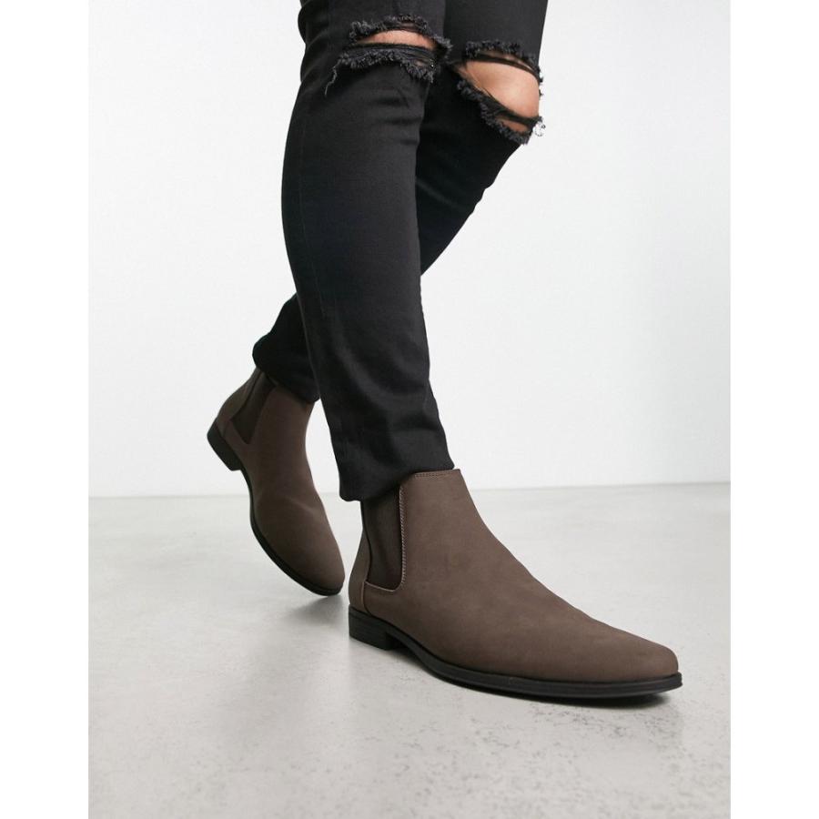 エイソス (ASOS DESIGN) メンズ ブーツ シューズ・靴 Chelsea Boots In Brown Faux Suede (ブラウン)｜nul-select｜04