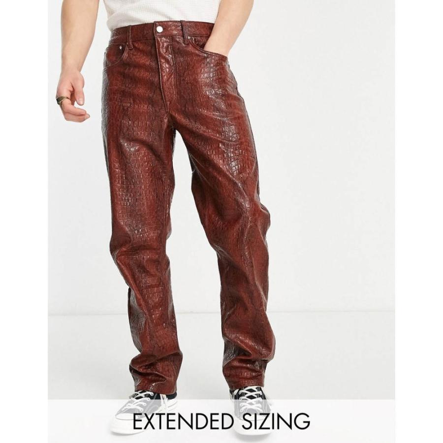 エイソス (ASOS DESIGN) メンズ ジーンズ・デニム ボトムス・パンツ Straight Leg Jeans In Red Croc