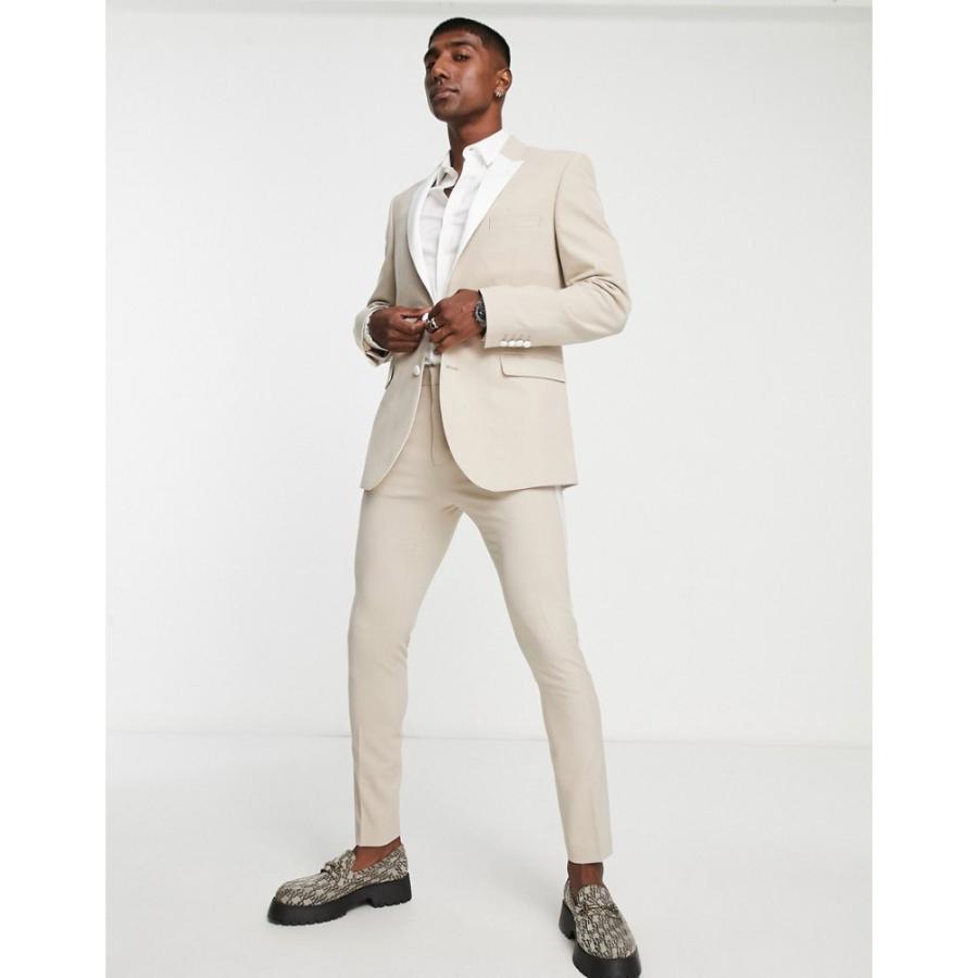 エイソス (ASOS DESIGN) メンズ スーツ・ジャケット アウター Super Skinny Tuxedo Suit Jacket In Stone (ベージュ)｜nul-select｜04