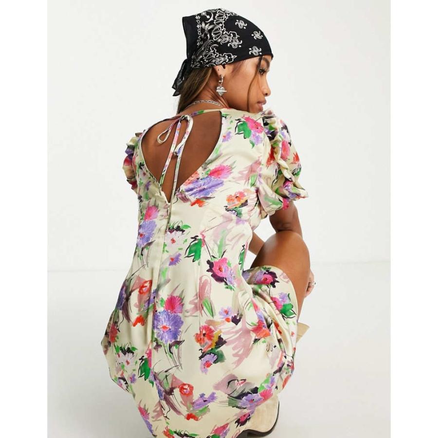 トップショップ (Topshop) レディース ワンピース ワンピース・ドレス Sketched Floral Tie Front Mini Dress In Multi (マルチカラー)｜nul-select｜02