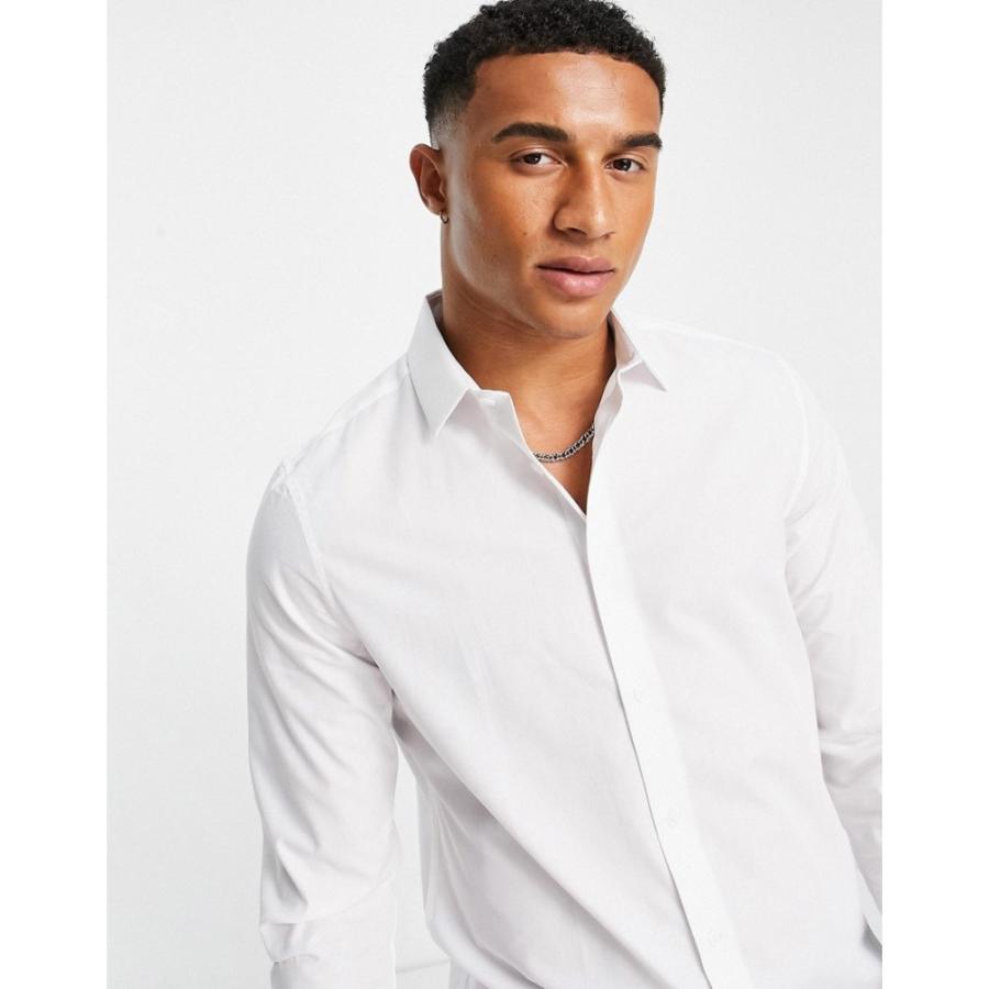 絶賛レビュー続出 エイソス (ASOS DESIGN) メンズ シャツ トップス Regular Fit Shirt In White (ホワイト)