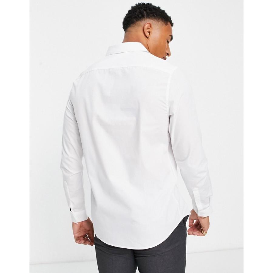 絶賛レビュー続出 エイソス (ASOS DESIGN) メンズ シャツ トップス Regular Fit Shirt In White (ホワイト)