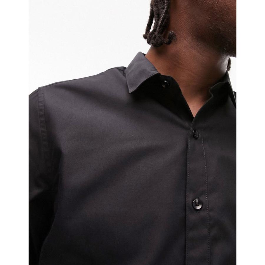 トップマン (Topman) メンズ シャツ トップス Long Sleeve Slim Fit Smart Shirt In Black (ブラック)｜nul-select｜02