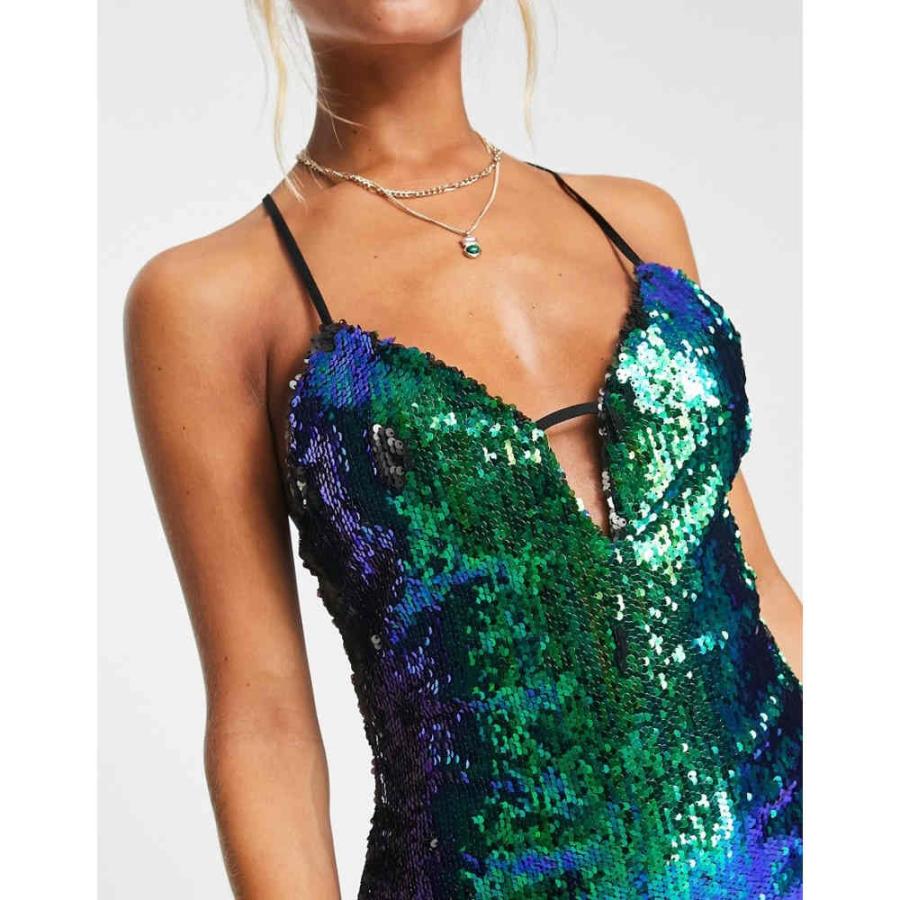 トップショップ (Topshop) レディース ワンピース ワンピース・ドレス Two Tone Cami Mini Slip Dress In Green And Blue ()｜nul-select｜02