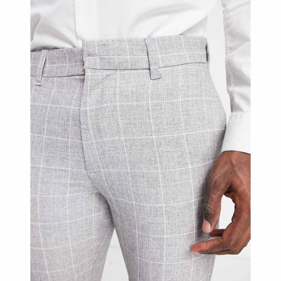 ニュールック (New Look) メンズ スラックス ボトムス・パンツ Super Skinny Suit Trouser In Grey Check (グレー)｜nul-select｜03
