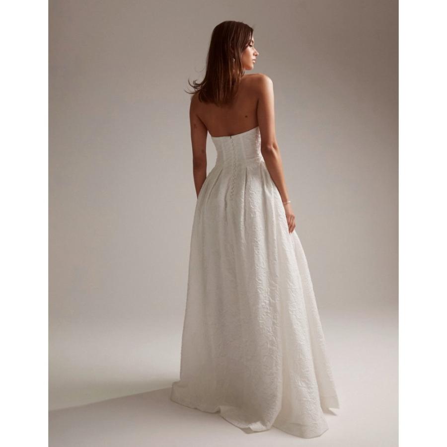 エイソス (ASOS DESIGN) レディース ワンピース ワンピース・ドレス Winnona Bandeau Maxi Wedding Dress In Textured Floral In (アイボリー)｜nul-select｜02