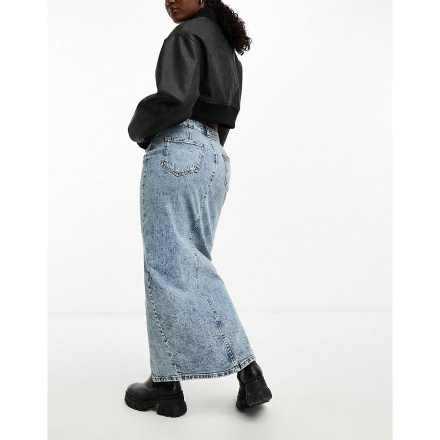 エイソス (ASOS DESIGN) レディース ひざ丈スカート スカート Hourglass Denim Midi Skirt With Split Hem In Midwash (ブルー)｜nul-select｜03