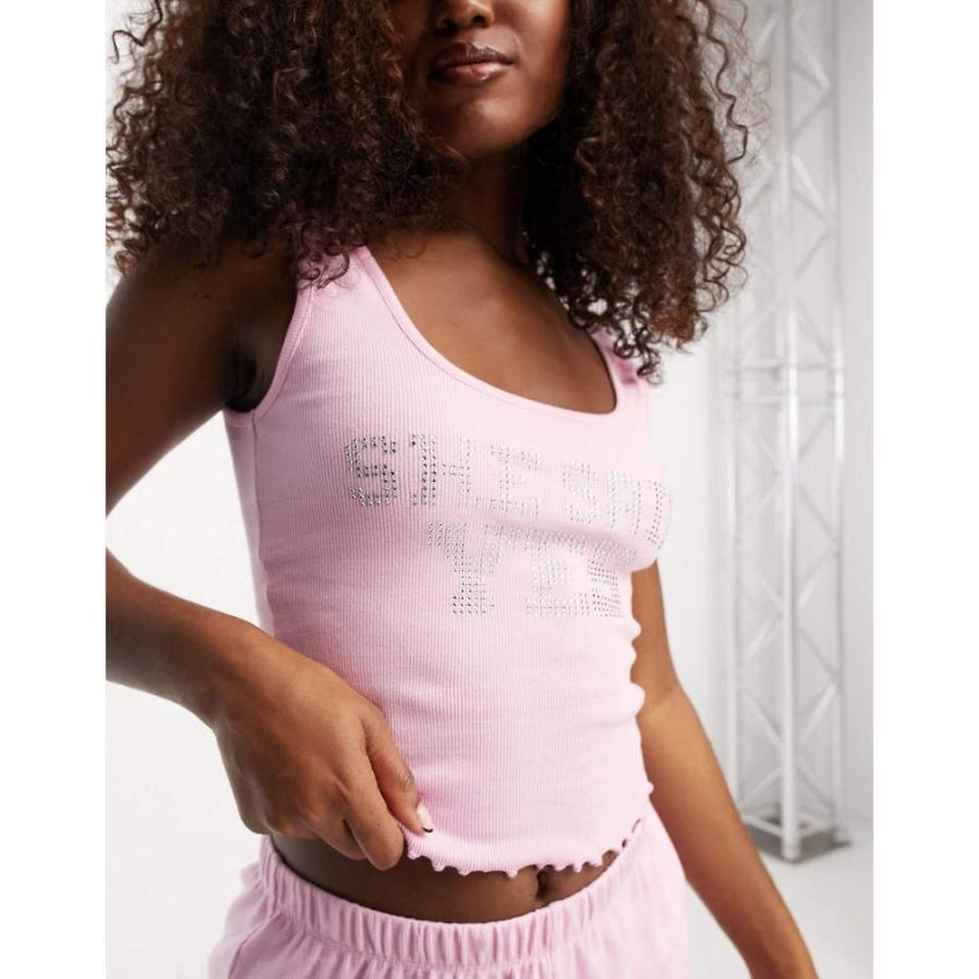 エイソス (ASOS DESIGN) レディース パジャマ・上下セット インナー・下着 Bridal Bridesmaid She Said Yes Vest & Short Pyjama Set In Pink (ピンク)｜nul-select｜03