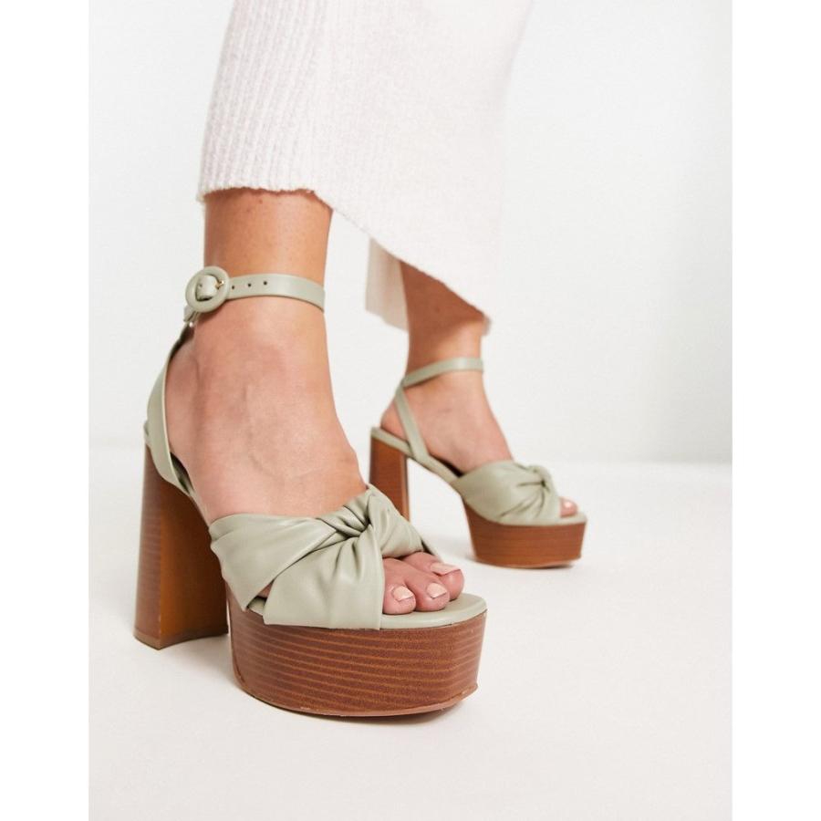 エイソス (ASOS DESIGN) レディース サンダル・ミュール シューズ・靴 Wide Fit Natia Knotted Platform Heeled Sandals In Sage Green (セージグリーン)｜nul-select｜02