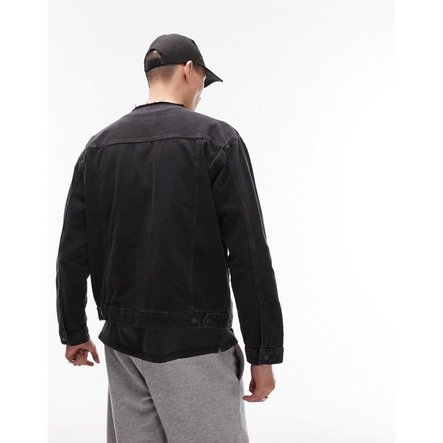 トップマン (Topman) メンズ ジャケット アウター Oversized Collarless Denim Jacket In Black (ブラック)｜nul-select｜03