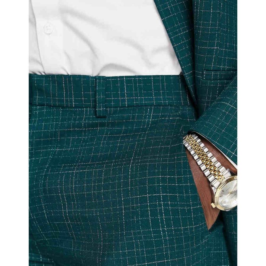 エイソス (ASOS DESIGN) メンズ スラックス ボトムス・パンツ Skinny Suit Trousers In Crosshatch In Green (フォレスト)｜nul-select｜04